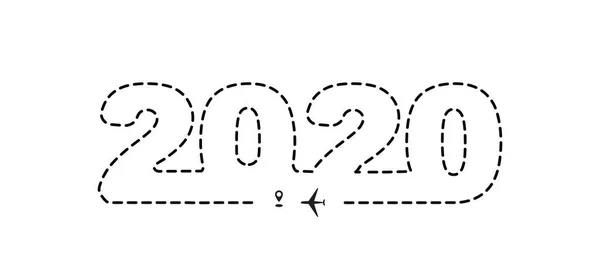Пунктний Маршрут Літака 2020 Року Відстеження Літаків Трасування Дороги Новорічна — стоковий вектор
