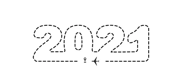 Літак 2021 Пунктирний Шлях Відстеження Літаків Траса Руху Літака Маршрут — стоковий вектор