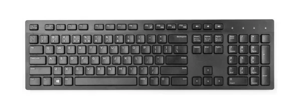 Teclado Sem Fio Preto Isolado Vista Superior Teclado Cinza Com — Fotografia de Stock