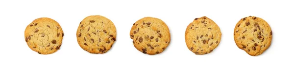 Просте Печиво Ізольоване Вівсяне Цукрове Печиво Печиво Шоколадними Чіпсами Вид — стокове фото