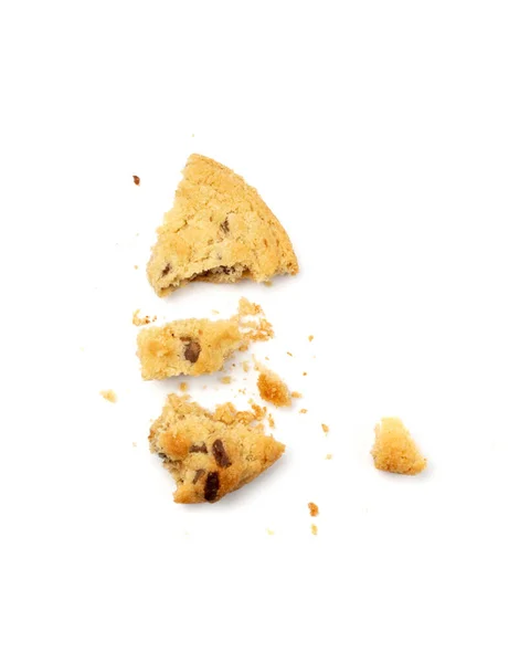 Простое Крошечное Печенье Изолировано Разбитые Овсяные Сахарные Печенья Кусочки Шоколадного — стоковое фото