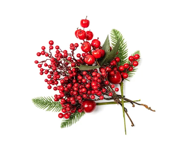 Christmas Branch Red Berries Artificial Home Decoration Plant Rowan Ashberry — Stock Photo, Image