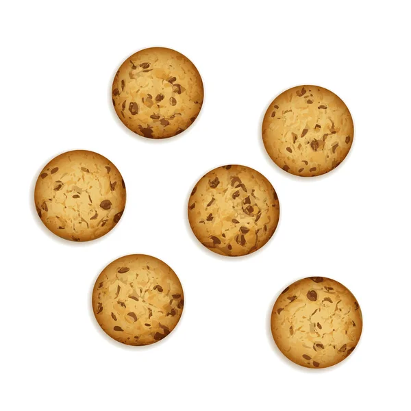 Cookie Vectoriel Simple Isolé Biscuits Avoine Biscuits Aux Pépites Chocolat — Image vectorielle