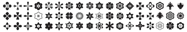 Bloemenicoon Ingesteld Bloemen Symbolen Met Madeliefje Teken Bloemen Silhouetten Grafische — Stockvector