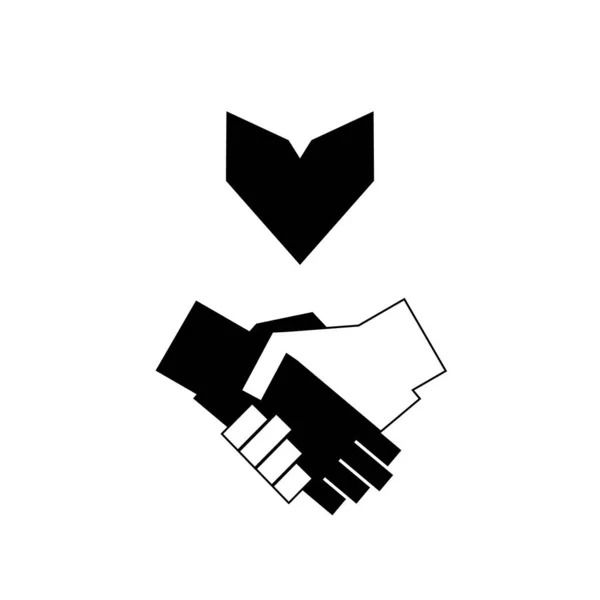 Poignée Main Icône Amour Symbole Coeur Poignée Main Signe Partenariat — Image vectorielle