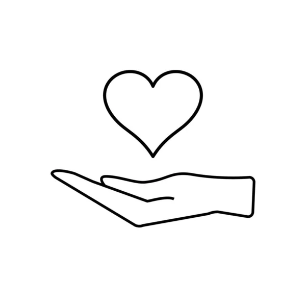 Ruka Držící Srdce Dát Milostný Symbol Dobrovolnické Znamení Koncept Darování — Stockový vektor