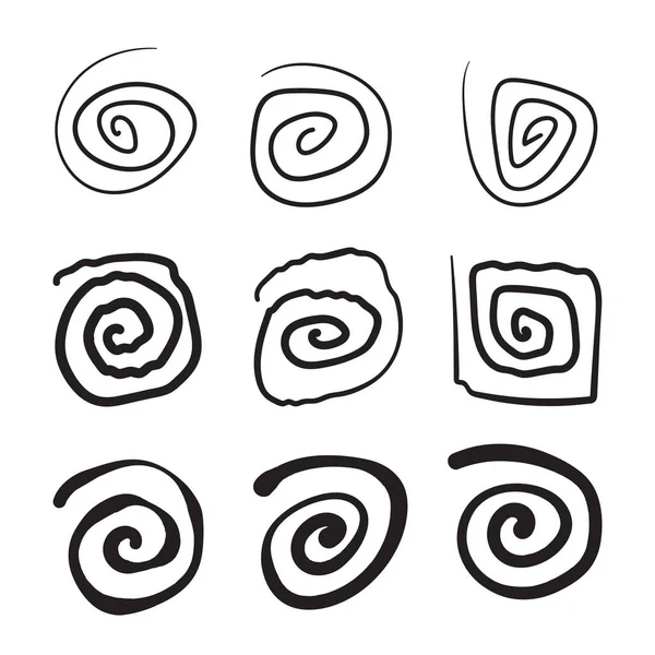 Ręcznie Narysowana Ikona Spiralna Symbol Wirującej Fali Doodle Rysunek Sylwetki — Wektor stockowy
