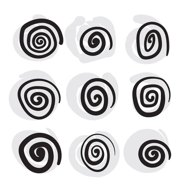 Icona Spirale Disegnata Mano Simbolo Onda Vortice Doodle Bozza Silhouette — Vettoriale Stock