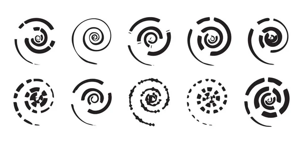 Icono Espiral Símbolo Onda Giratoria Silueta Giratoria Signo Vórtice Elemento — Vector de stock