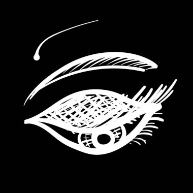 Göz simgesi izole edildi. Optik piktogram, görme duyusu silueti, göz sembolü, grafik element vektör çizelgesi. El çizimi taklit