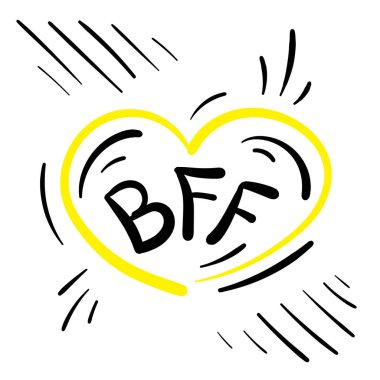 Hand drawn BFF. Best friends forever drawing, friendship lettering, friend print, handwriting sketchy vector illustration clipart