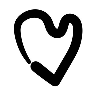 El yapımı kalp. Aşk şekli karalama sembolü, karalama kalp vektör ikonu, çizilmiş siluet, klasik el yazısı çizimi, fırça çizimi