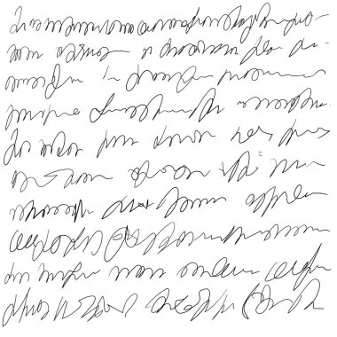 Klasik el yazısı mektubu. El yazısı karalama sözcükleri, retro okunamaz metin, lorem mektubu, antika sahte el yazması, klasik Lorem ipsum metin deseni.