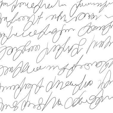 Klasik el yazısı mektubu. El yazısı karalama sözcükleri, retro okunamaz metin, lorem mektubu, antika sahte el yazması, klasik Lorem ipsum metin deseni.