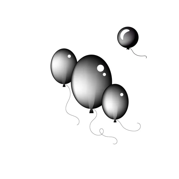 简单的气球图标 浅色背景的黑色气球 — 图库矢量图片