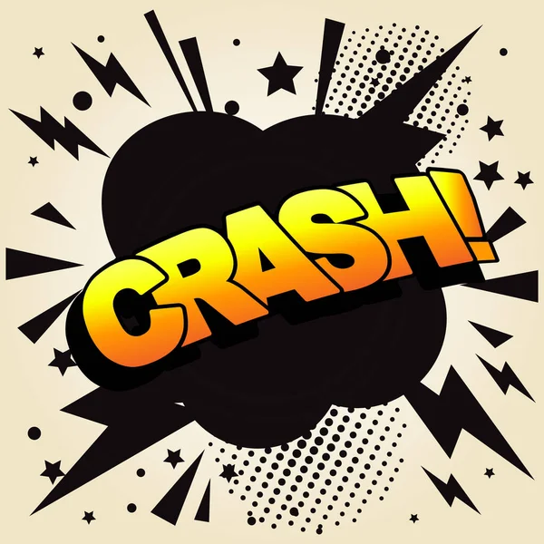 Texto Crash Efeito Explosão Palavra Banda Desenhada Crash Lettering Estampa — Vetor de Stock