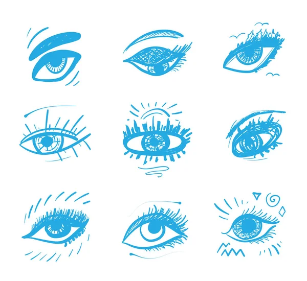 Set Different Eyes Icons Optical Pictogram Collection Eyesight Silhouettes Eye — Stock Vector