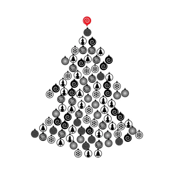 Χριστουγεννιάτικο Σχήμα Δέντρου Φτιαγμένο Από Χριστουγεννιάτικα Εικονίδια Μπάλας Xmas Bauble — Διανυσματικό Αρχείο