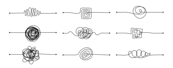 Chaotisch Proces Ingesteld Mindset Wirwar Concept Met Hand Getekend Doodle — Stockvector