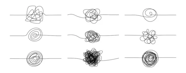 Chaotic Process Set Mindset Tangle Concept Hand Drawn Doodle Scrawl — Stock Vector
