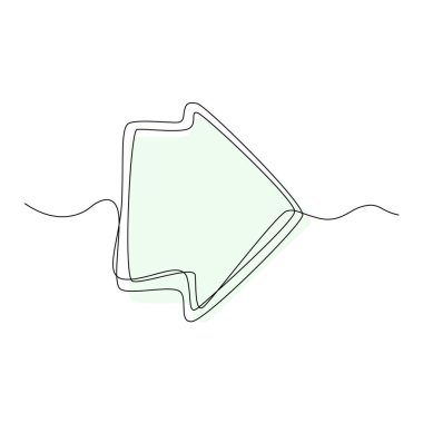 Çizgi çizen ok. Tek çizim yön simgesi, çizgi sanatı yol gösterici, sürekli monolin çizimi, bir çizgili çizgi ok logosu, doğrusal vektör çizimi