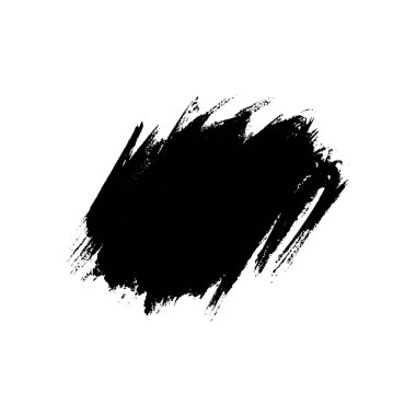 Fırça darbesi. Siyah boya fırçası arkaplan dokusu, fırça darbesi çerçeve boyası, mürekkep boyası afişi, sıçrama lekesi vektör çizimi