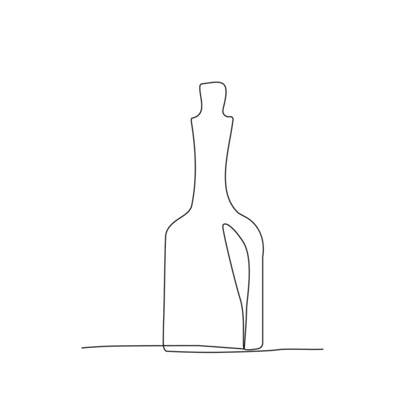 Single Line Bottle Line Draw Winebottle Mono Line Art Bottle — Stock Vector