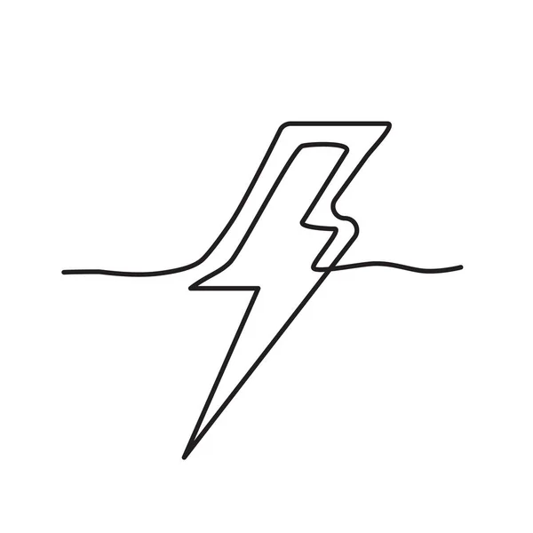 Line Drawing Lighting Strike Icon Single Draw Battery Charger Line — Stock Vector
