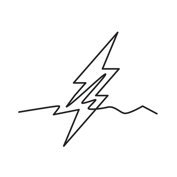 Linienzeichnung Beleuchtung Streik Symbol Single Draw Batterieladegerät Line Art Thunderbolt — Stockvektor