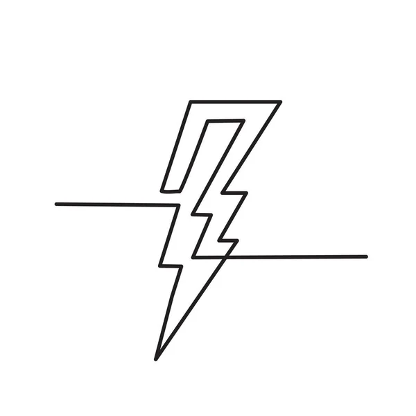 Linienzeichnung Beleuchtung Streik Symbol Single Draw Batterieladegerät Line Art Thunderbolt — Stockvektor