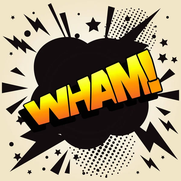 Wham Text Výbušný Efekt Výbušné Komické Slovo Bum Písmo Bang — Stockový vektor