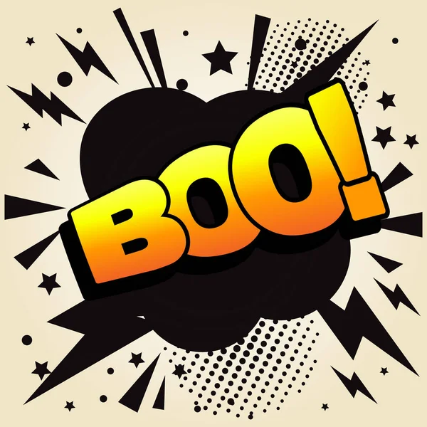 Boo Text Explosionseffekt Explodierendes Comicwort Boo Schriftzug Knalldruck Überraschungs Pop — Stockvektor