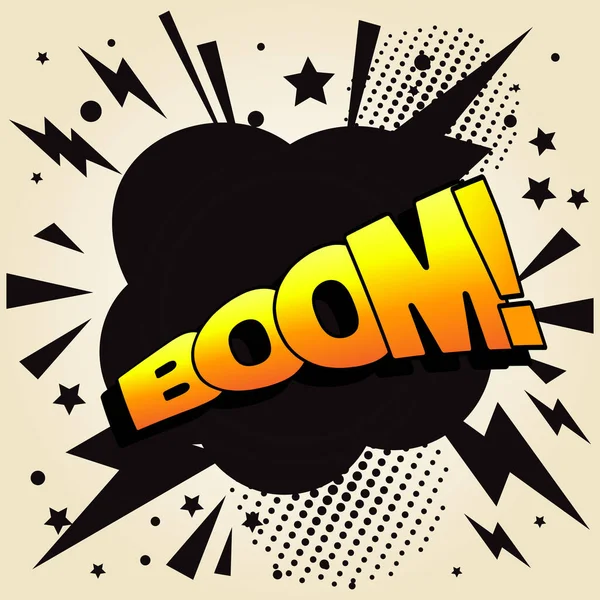Boom Text Explosionseffekt Explodierendes Comicwort Boom Schriftzug Knalldruck Überraschungs Pop — Stockvektor