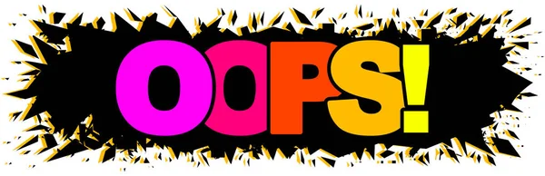 Oops Szivárvány Szöveg Fekete Robbanás Háttér Blast Képregény Szó Ops — Stock Vector