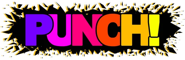 Punch Regnbåge Text Svart Explosion Bakgrund Blast Serietidning Ord Punch — Stock vektor
