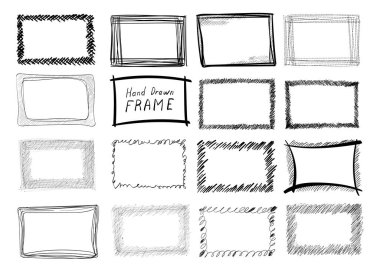 Sketch hatched frames. Scribble texture background, pencil thick line hatching pattern, freehand ink hatchings, scribble rectangles vector illustration, vintage hand drawn imitation clipart