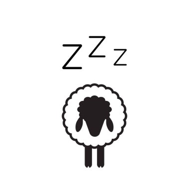 Zzz koyun ikonu. Horlama sembolü, zzzz piktogram, horlama işareti, uyku ses vektörü çizimi