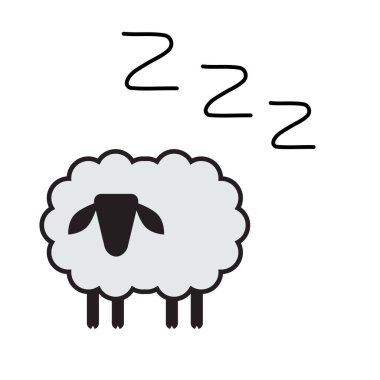 Zzz koyun ikonu. Horlama sembolü, zzzz piktogram, horlama işareti, uyku ses vektörü çizimi