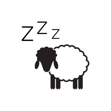 Zzz koyun ikonu. Horlama sembolü, zzzz piktogram, horlama işareti, uyku ses vektörü çizimi