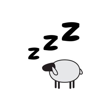 Zzz koyun ikonu. Horlama sembolü, zzzz piktogram, horlama işareti, uyku ses vektörü çizimi