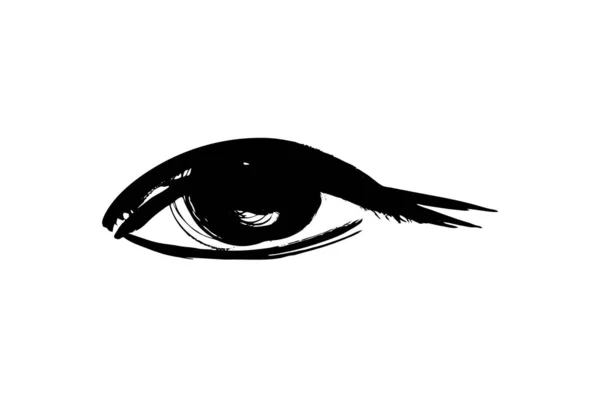 Ecsetvonás Fekete Tinta Látás Ikon Kézzel Rajzolt Grunge Szemész Szimbólum — Stock Vector