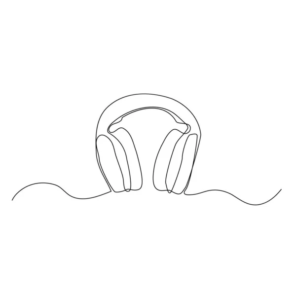 Dibujo Arte Lineal Auriculares Icono Auriculares Una Línea Arte Línea — Vector de stock