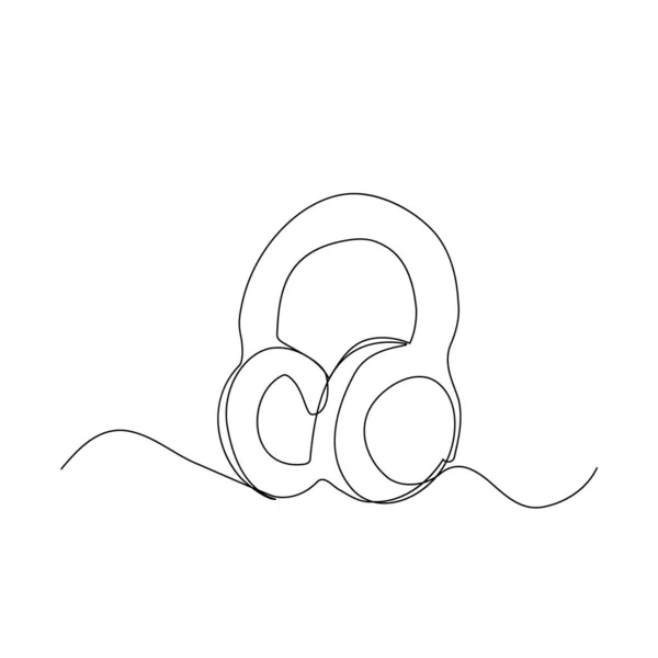 Lineare Zeichnung Über Kopfhörer One Line Kopfhörer Symbol Kopfhörerleitungskunst Kopfhörer — Stockvektor