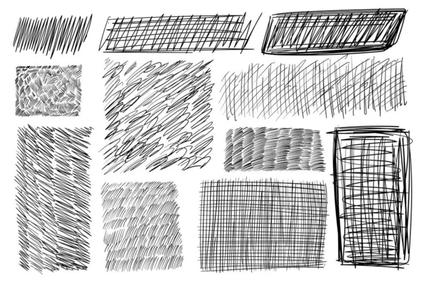 Sketch Hatched Frames Scribble Texture Background Pencil Thick Line Hatching — Stock Vector