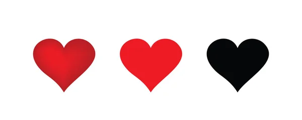 Heart Icon Set Red Black Hearts Symbol Love Sign Heartbeat — Stock Vector