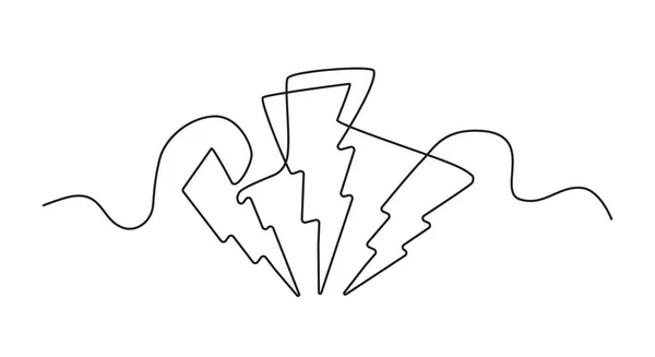 ライン描画ライティングストライキアイコン シングルドローバッテリー充電器 ラインアート雷シンボル 連続モノライン描画雷ボルト 1つのアウトライン線形ロゴ 線形ベクトルイラスト — ストックベクタ