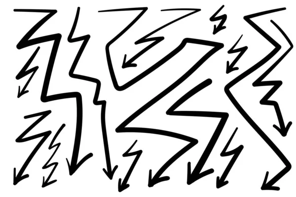 Golpe Iluminação Desenhado Mão Llightning Bolt Sketch Scribble Conceito Relâmpago — Vetor de Stock