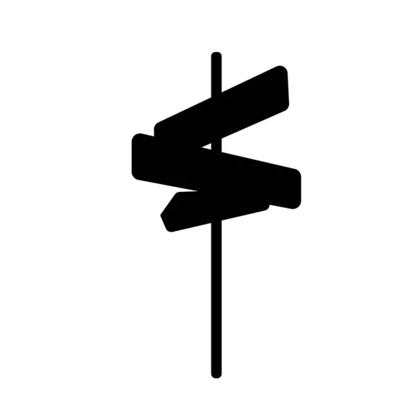 Wegweiser Straßenzeiger Symbol Wegweiser Symbol Leitpfeil Silhouette Isoliert — Stockvektor