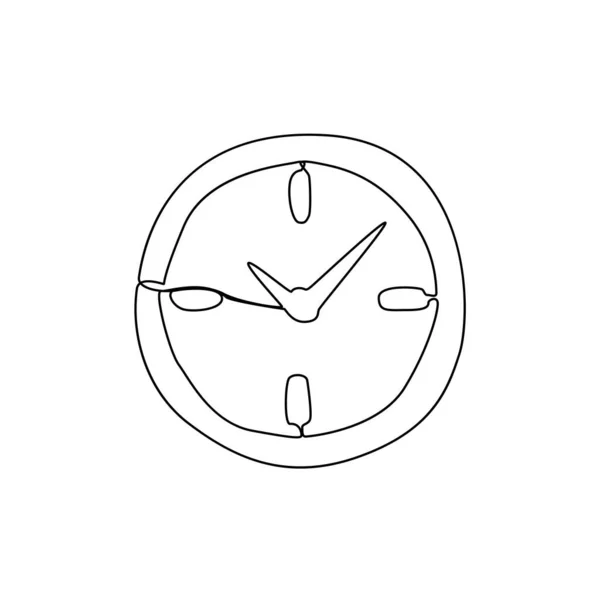 Line Drawing Clock Icon Single Draw Watch Sign Line Art — Stock Vector