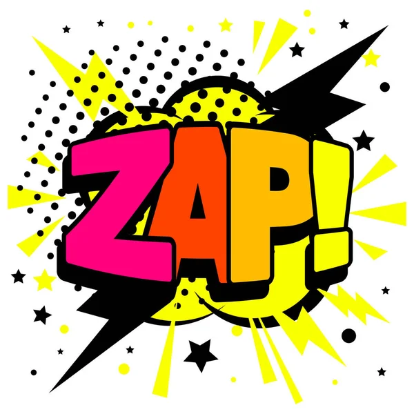 ZAP gökkuşağı metni. Patlama efekti, patlama komik kelimesi, patlama harfleri, ZAP! yazdırma, renkli sürpriz pop sanat çizimi